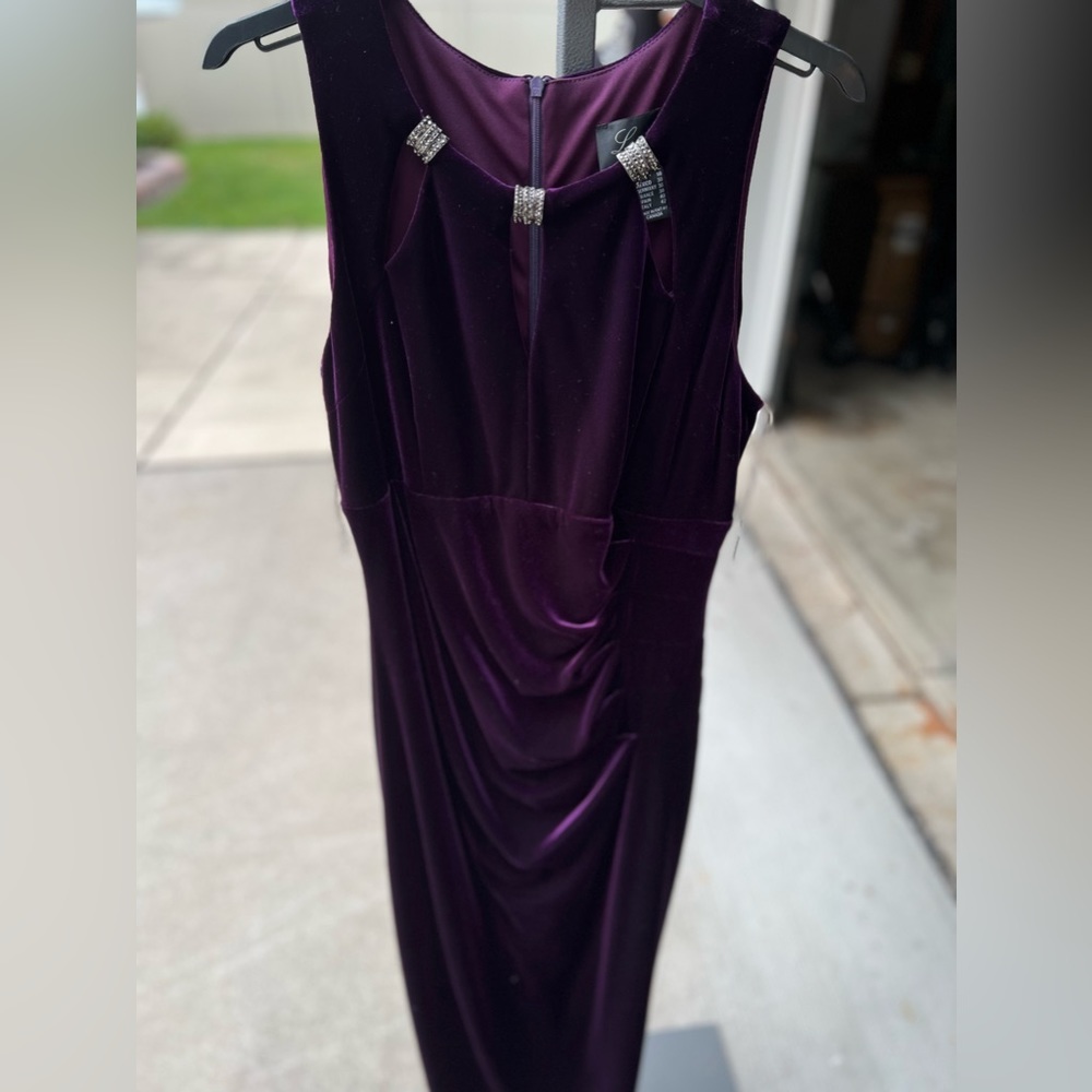 Frank Lymnan Purple Velvet Gown